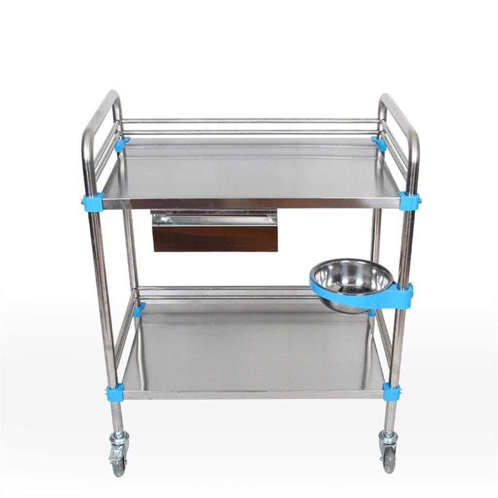 asdchZen Stainless Steel Instrument Cart With Silent Casters, 4-Tier Trolley With Storage, For Beauty Salon, Hotel, Laboratory, 100Kg Capacity