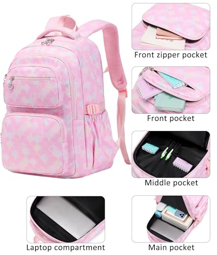 Createy 3Pcs Mermaid Backpack for Girls Backpacks Elementary Primary Middle School Bag Kids Backpack with Lunch Box Teen BookBags Set3