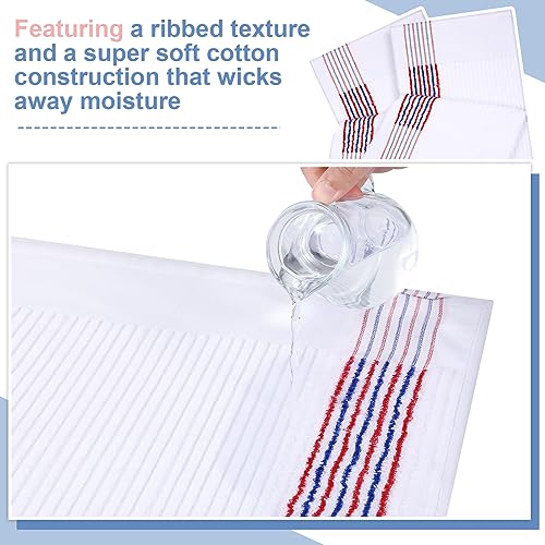 Mixweer 2 Pcs Caddy Golf Towel 22\" x 42\" Large Caddy Towel Camping Sport Towels Cotton Soft Towels for Man Golf Lovers (White with Red and Blue Stripe) - Thumbnail 4