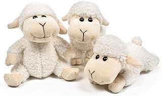 FRANKIEZHOU Sheep Stuffed Animal Lamb Plush Decorations 3Pcs (Sitting, Standing, Kneeling) White Sheep Toys Gift for Kids Little Girl/Boy
