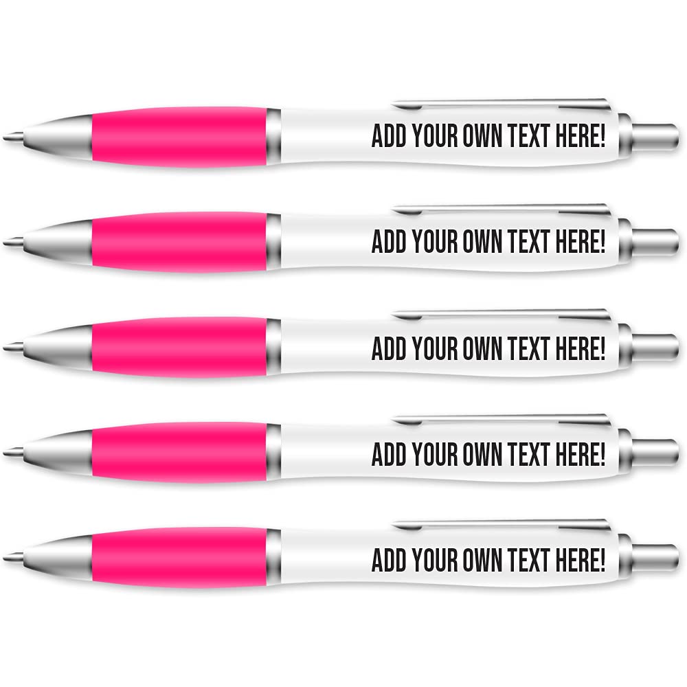 Silly Sentiments Personalised 5 Pack of Pink Ballpoint Pens - Funky Stationery Quirky Gift - Office Desk Accessories
