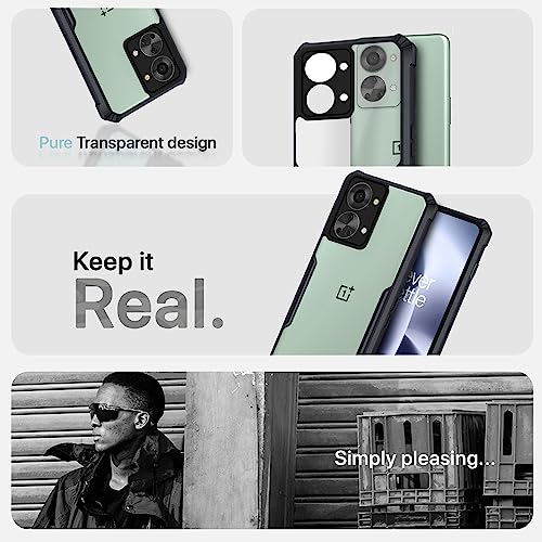 Image of Pikkme OnePlus Nord 2T 5G Back Cover | Crystal Clear Transparent Back | Ultra Hyrbid | Full Camera Protection | Raised Edge | Bumper Back Case OnePlus Nord 2T 5G (Plastic, Black)