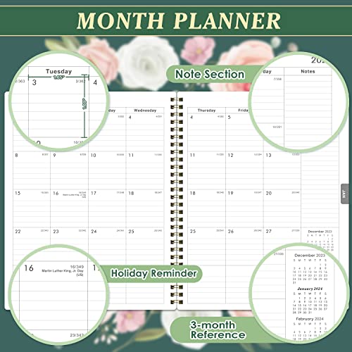 Planner 2023-2024 - Academic Planner 2023-2024, Jul.2023 - Jun.2024, 2023-2024 Planner, 2023-2024 Planner Weekly & Monthly With Tabs, 8" X 10", Flexible Cover, Twin-Wire Binding, Perfect Daily Organizer - Floral #TOP2