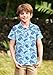 Boys Novelt Printed Polo Shirts Short Sleeve Tropical Hawaiian Golf Tops Casual Gradient Collared Summer Tee Size 13-14Y Light Blue Sea Life