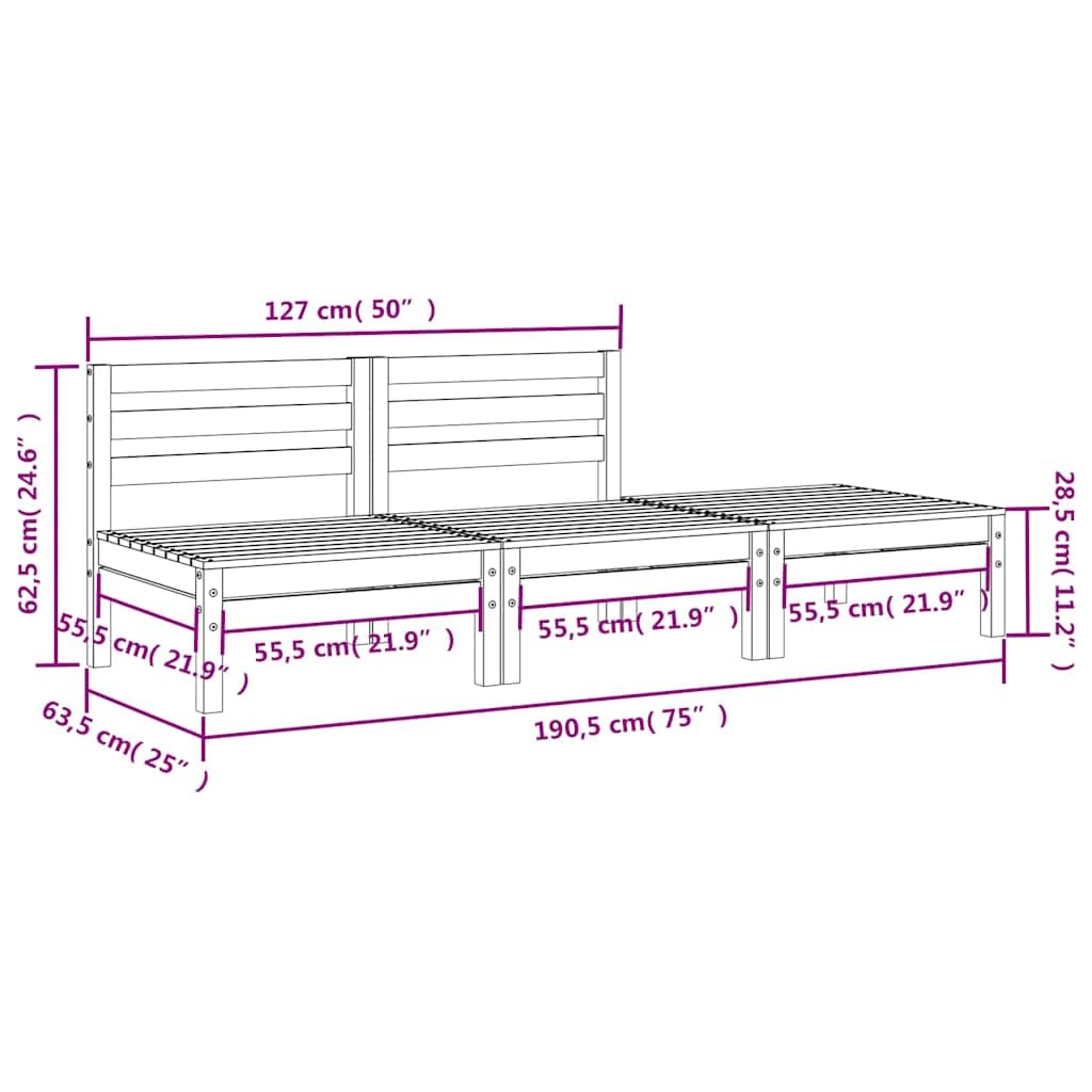vidaXL Canapé de Jardin 3 Places Cire Marron Bois de pin Massif
