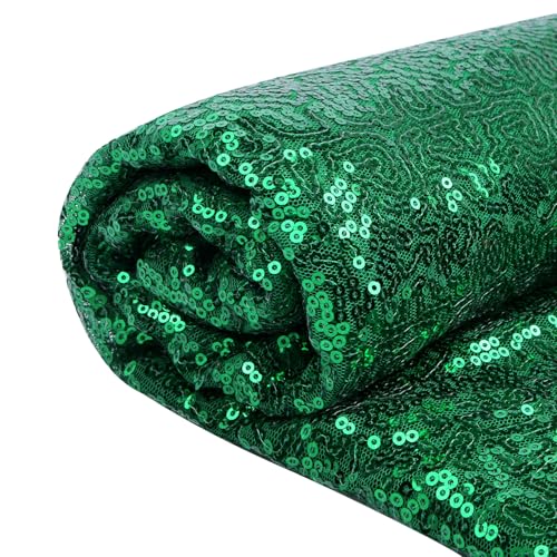 Tissu à paillettes vert résistant pour nappe DIY et vêtement mode