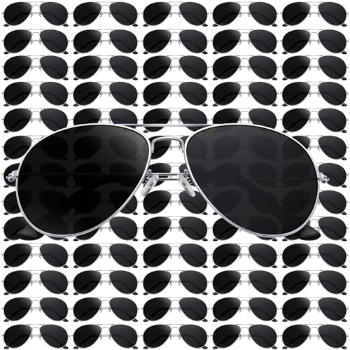 Mepase 100 Pack Polarized Sunglasses Bulk for Men Women Classic Black Military Style Driving Pilot Sun Glasses UV Proof Sunglasses Party Favors