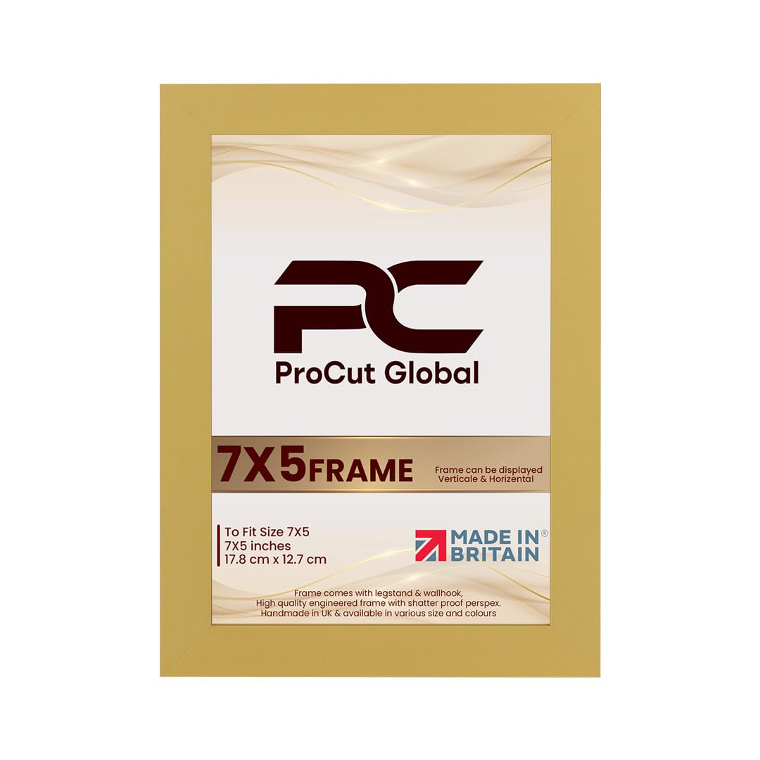 Procut Global 7X5 Mustard Yellow Picture Frames - Modern Wooden Photo Frame with Shatterproof Perspex for Wall or Tabletop - Perfect for Posters, Certificates, Prints - Sizes & Colors Available