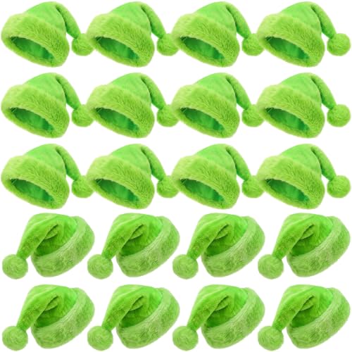 Image of Vicenpal 20 Pcs Santa Hats Bulk for Adults, Fluorescent Green, Classic