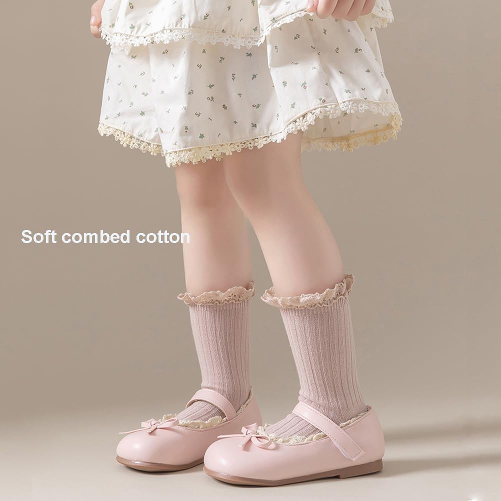 Little Girls Vintage Ruffle Ankle Lace Socks Toddler Girl Boot Socks - Image 5