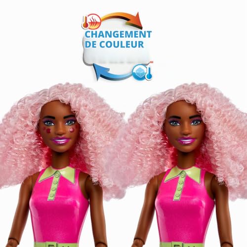 Barbie Poupée Pop Reveal série Bubble Tea avec accessoires et animal parfum baies délicieuses, 8 surprises dont un changement de couleur, un gobelet avec rangement, HTJ20