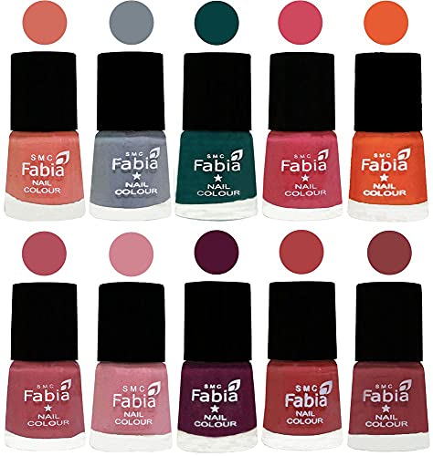 Image of ALL IN ONE (PACK OF 10), Long Lasting Glossy Nail Polish, 6 ml Each, All Vibrant Colours,02050