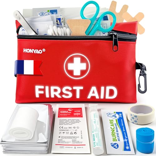 HONYAO Trousse de Secours 105 Pièces, Trousse à Pharmacie Voyage, Kit de Premier Secours pour...