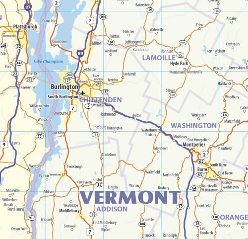 New England Laminated Wall Map (42" Wide By 50” High) #TOP7