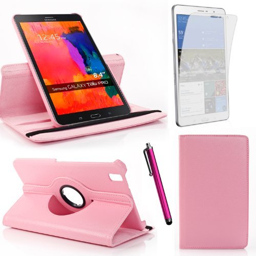 360 Degree Rotating Cover Case for Samsung Galaxy Tab Pro 8.4 SM-T320/T325/T321 With Screen Protector and Stylus Galaxy tab Pro 8.4 SM-T320 case From Sheath™ [ Do not Fit Galaxy Tab 3 8 SM-T310 ] (Pink)