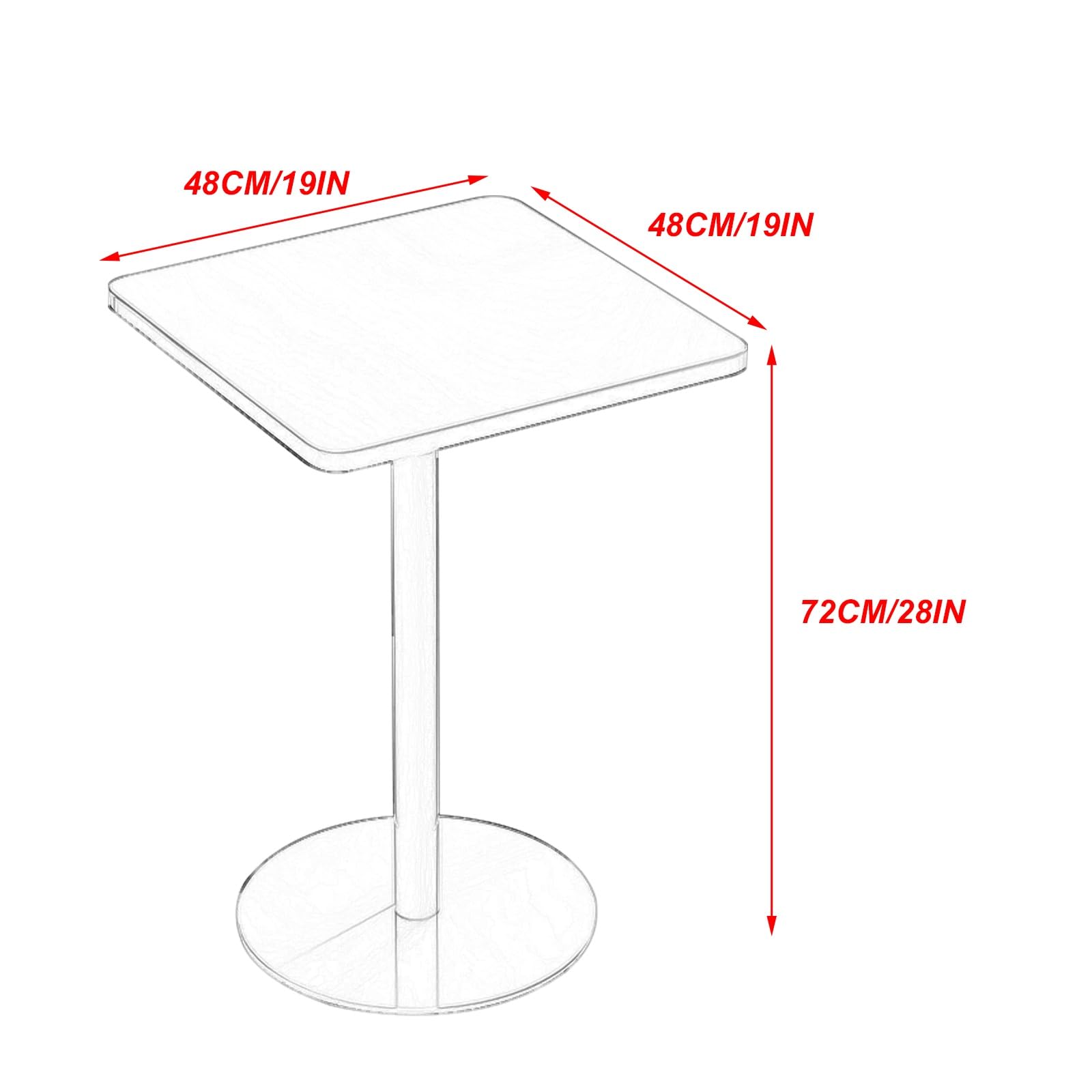 Tavolo da Cucina da 72 Cm, Tavolino Bar in Ferro, Salvaspazio, Piano Quadrato, Disponibile in Diversi Colori, Impermeabile e Resistente(Orange,48x48x72CM/19x19x28IN)