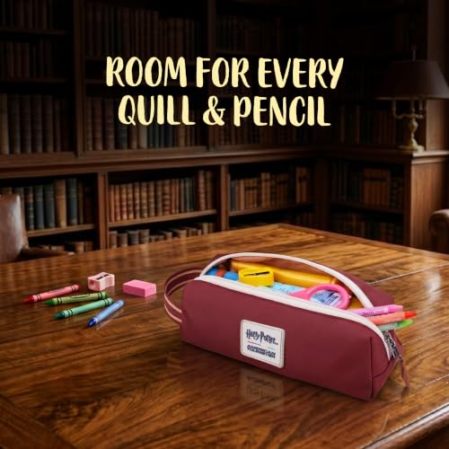 Image of Harry Potter x American Tourister Hogwarts Illustration Pouch | Unisex Stationery & Utility Organizer | Wizarding World Edition | Beige | 1 Year Global Warranty