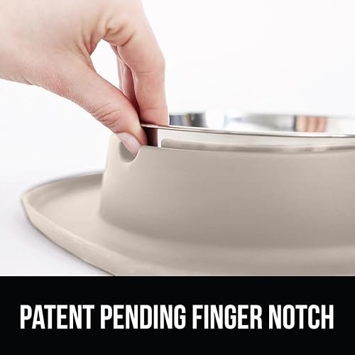 Miniatura 9 de Gorilla Grip Juego de cuencos de silicona 100% impermeables, sin BPA, para gatos y perros, cuencos de acero inoxidable con bordes elevados