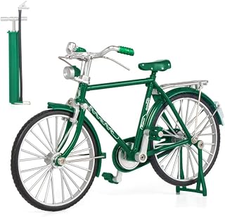 MeganJDesigns Bicycle Model Scale DIY - 1:10 Mini Bike Model with Inflator, Mini Retro Style Classical Bike Toy Bicycle Model Scale DIY Kit for Desktop Decoration Toys (Green)