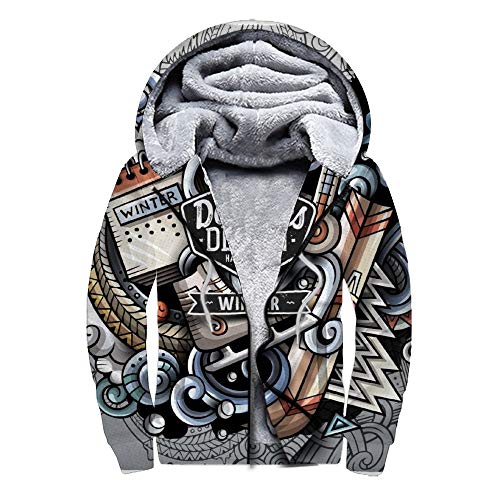 Dodom Impresión 3D HD más suéter de Terciopelo Más Sudadera de Terciopelo con Cremallera Cartel de Arte clásico Vestido de Fiesta de Fiesta de suéter casero BKWE 4, M