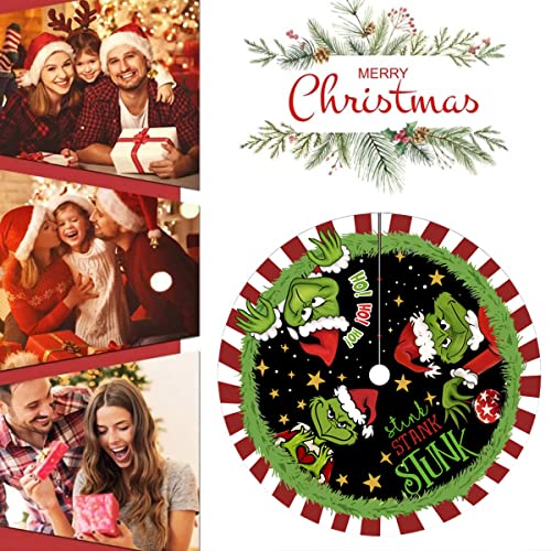 Christmas Tree Skirt 48 Inches Green Tree Skirt Soft Plush Xmas Tree Skirt New Year Farmhouse Christmas Tree Decorations Christmas Tree Mat For Merry Christmas Party Supplies #TOP6