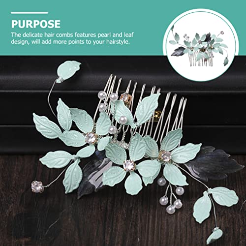 Lalafina Leaf Hair Comb Wedding Hair Comb Bride Flower Headpiece With Pearl Simulation Floral Leaf Hair Piece For Brides And Bridesmaid #TOP3
