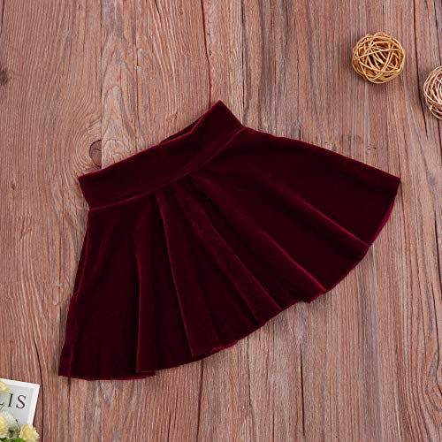 Mubineo Toddler Baby Girl Basic Plain Velvet Skirt Casual Tutu Skirts (Burgundy, 6-12 Months) #TOP4