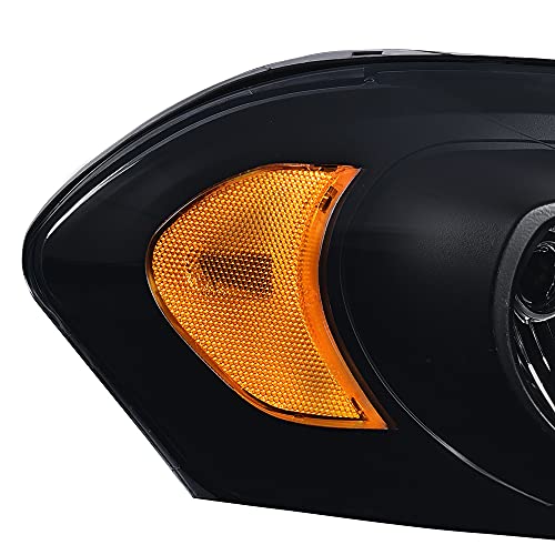 G-Plus Headlights Assembly, Compatible With 2006-2007 Chevy Monte Carlo/2006-2013 Chevy Impala/2014-2016 Chevy Impala Limited Bumper Headlamp, Smoky Lens  Black Housing Amber Reflector #TOP5