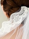 Edary Wedding Brial Veil with Comb Lace Applique Edge Veils Bridal Drop Veil 1 Tier Elbow Length...