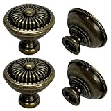 TAOEIFUOR Antique Brass Cabinet Knobs 1 Pack Round Vintage Metal Cabinet Hardware for...