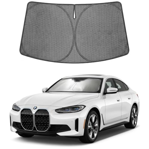 Image of Proadsy Windshield Sun Shade Custom Fit BMW i4 2022-2026 Ice Crystal Black Front Window Sunshade UV and Heat Blocker Foldable Visor Keeps Car Cooler for Summer Parking and Daily Use