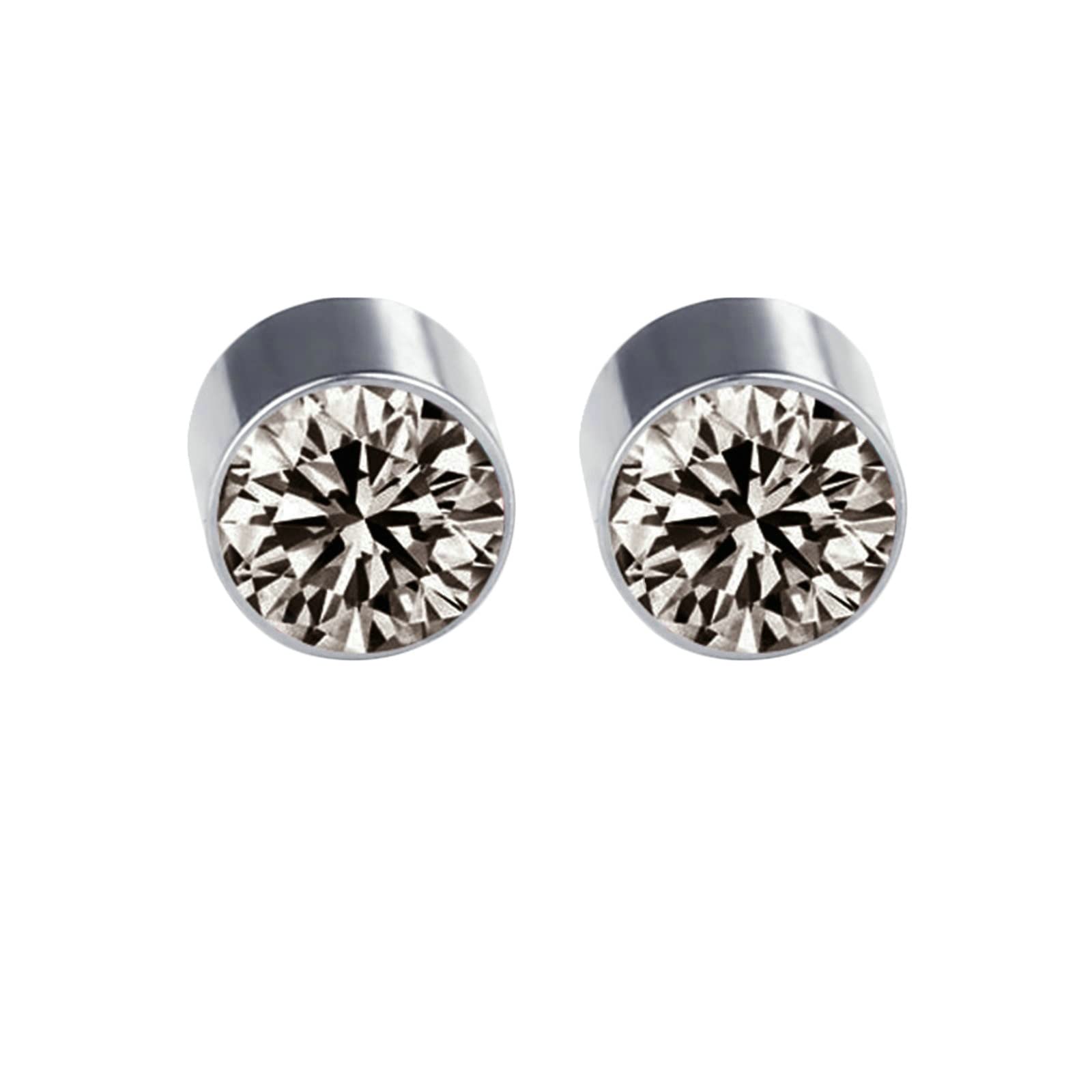 Homxi Pendiente Unisex,Redondo Cristal Circonita Pendiente Mujer Hombre Acero Inoxidable Negro