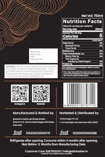 Image of SOBER Whiskey Alternative | 0.0% ABV Zero Alcohol Drink | Sugar Free Zero Calorie | Premium Non Alcoholic Whiskey with Vanilla Oak Spice Notes | Alcohol Free Spirit for Mocktails & Parties | 750ml