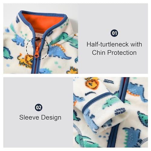 Image of Volunboy Toddler Polar Fleece Jacket Boys Long Sleeve Zip Up Fall Coats Winter Warm Outerwear