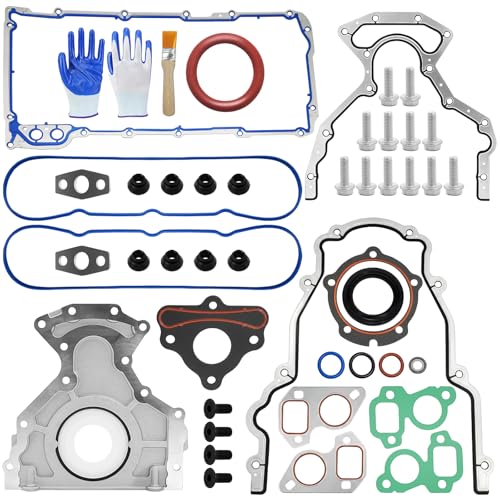 Image of TCS45993 Camshaft Retainer Plate Gasket Kit with 12612350 Oil Pan Gasket, 635-518 Rear Main Seal and Timing Cover Gasket for Chevy GMC 4.8L 5.3L 6.0L 6.2L LS Engines Silverado Tahoe Yukon