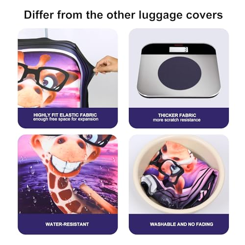 Miniatura 5 de 7-Mi 3d Print Design Travel Suitcase Protector Trolley Case Cover 19 -30 Sleeve M Fits To 22 -24 Trolley Case , Giraffe New Version