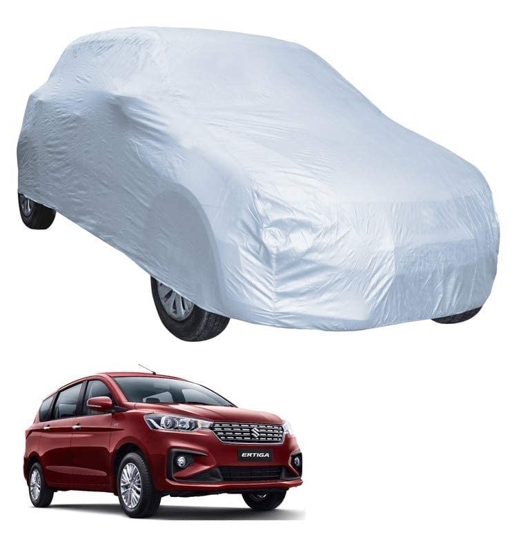 Image of Auto Hub Car Cover Compatible with Maruti Ertiga (Model : 2019-Till Date) with Mirror Pocket, Water Resistant, Triple Stitched, Ertiga Car Cover- Plain Silver