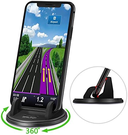Dashboard Cell Phone Holder,SRUNP Car Phone Mount[Vertical Horizontal 360°Rotate] Dash Cell Phone Holder for Car Cradle Compatible iPhone 11 Pro Max XS XR X 8 7 6 Samsung Galaxy Note S10+ Smartphones