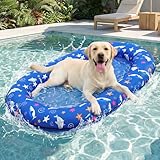 Queenmore Dog Pool Float, Dog Floats for Large Dogs, Inflatable Dogs Raft for Pool, Lake & Beach, Durable Summer Outdoor Water Floatie for Pets Up to 195 Lbs Blue