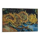 ZHANWANG Póster de pintor Vincent Van Gogh de girasoles ingleses de cuatro cortes, obras de arte, póster de lienzo, impresiones artísticas de pared, decoración moderna para el hogar, 40 x 60 cm