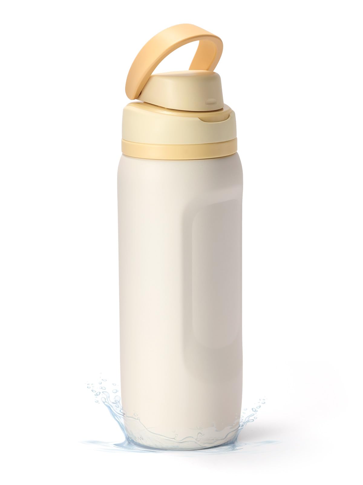 BottHealth Insulated Stainless Steel Water Bottle 33.8oz Straw Lid Beige
