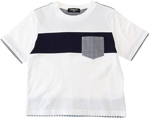 Amazon コムサ イズム Comme Ca Ism ギンガムチェック使い Tシャツ 98 41tt05 1 1cm ホワイト Tシャツ カットソー 通販