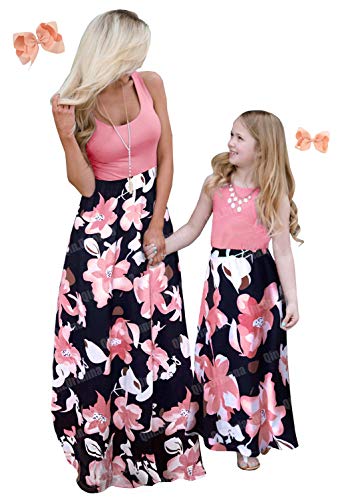 Mommy and Me Boho Floral Family Matching Maxi Dress with Pocket for Mother's Day…