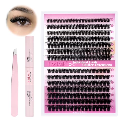 FADLASH 60D+80D 0.07mm D Curl 8-16mm with Bond and Seal and Tweezers Fluffy Cluster Lashes DIY Eyelash Extensions - Image 2