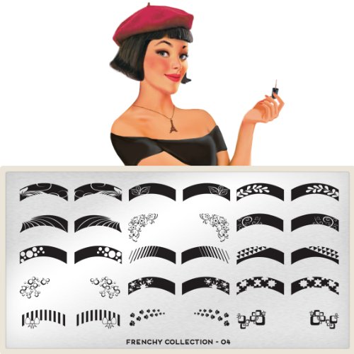 MoYou - ondon Frenchy Collection Płytka do stemplowania | Kolekcja francuski design paznokci szablony manicure pedicure (Frenchy 04)