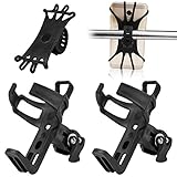 EAONE 2 Pack Bike Water Bottle Holder No Screws with 1 Pack Silicone Bike Phone Mount, 360 Degree Rotating, Cycling Accessories Bike Cup Holder and Bike Phone Holder (Black)