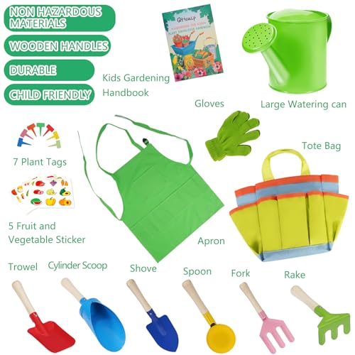 image for Qtioucp Kids Gardening Set 14Pcs Gardening Tools for Kids with Tote Ba