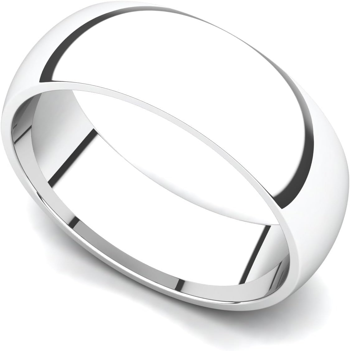 Juno Jewelry 14k White Gold 6mm Classic Plain Comfort Fit Wedding Band Ring