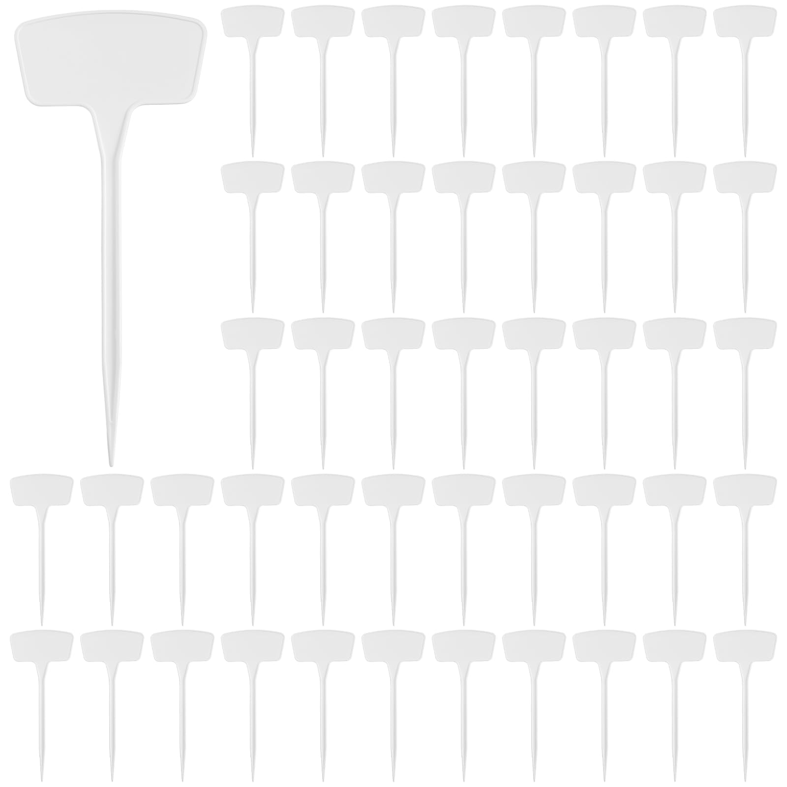 60 Stk. Wasserdichte Kunststoff-Pflanzenetiketten für den Außenbereich und Garten, 6 Zoll T-Form Schilder, weiße Gartenmarker, wiederverwendbar, zur Pflanzenkennzeichnung und Ordnung