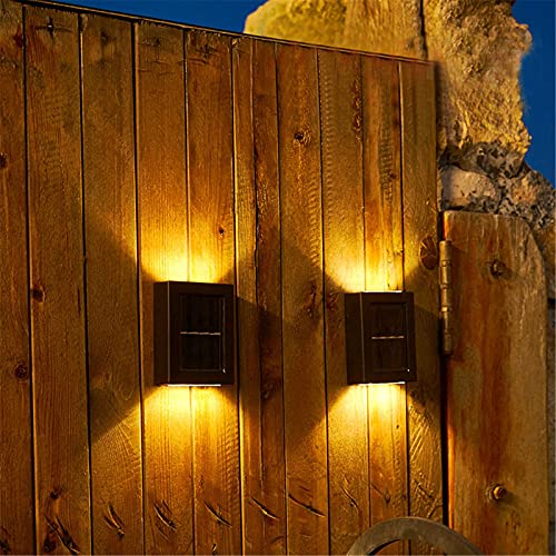 YMOMG Lampes De Clôture Solaires, Lampes De Jardin à LED, Éclairage Mural Lampe Extérieur Décorative?adaptées Aux Terrasses, Clôtures, Cours, Jardins,escaliers (2 pièces,lumière Chaude) Cover